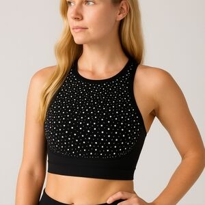 Lululemon Black White COLOUR ME QUICK High Neck Sports Bra 2